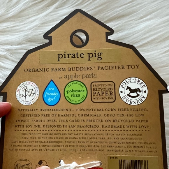 (NEW) Organic farm buddies “pirate pig” pacifier toy for baby - Picture 3 of 3